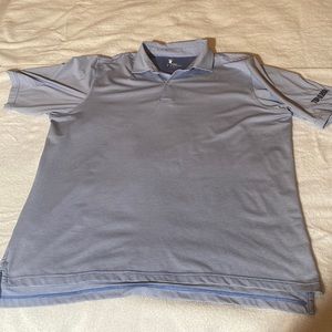 Men F&G Tech Golf shirt , blue and white striped XL